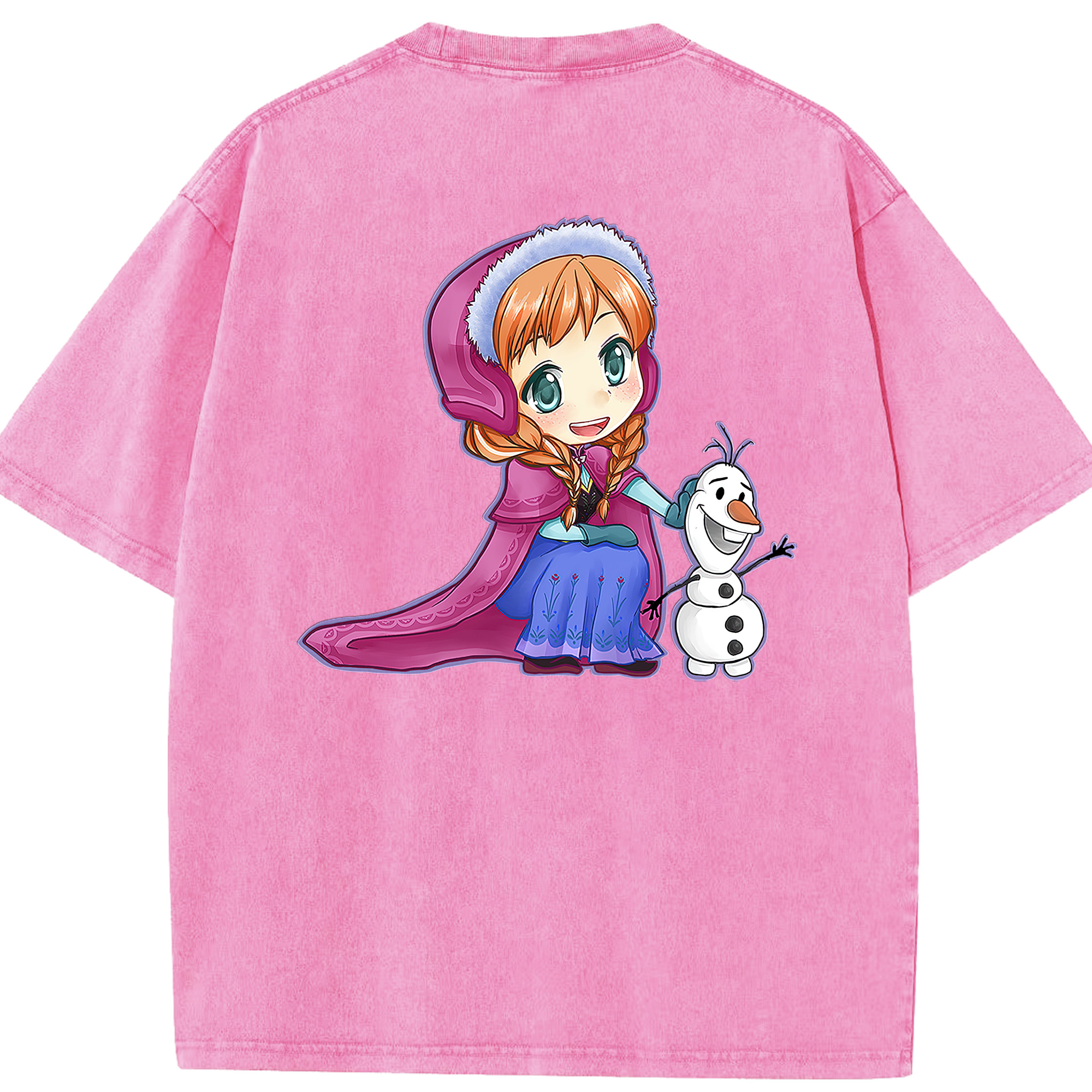 （画像用） アナと雪の女王 アンナ エルサ Frozen Anna Elsa 綿100% ヴィンテージ風 半袖Tシャツ（背面プリント）
